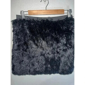 Women's Petticoat Alley Black Faux Fur Mini Skirt Size Medium